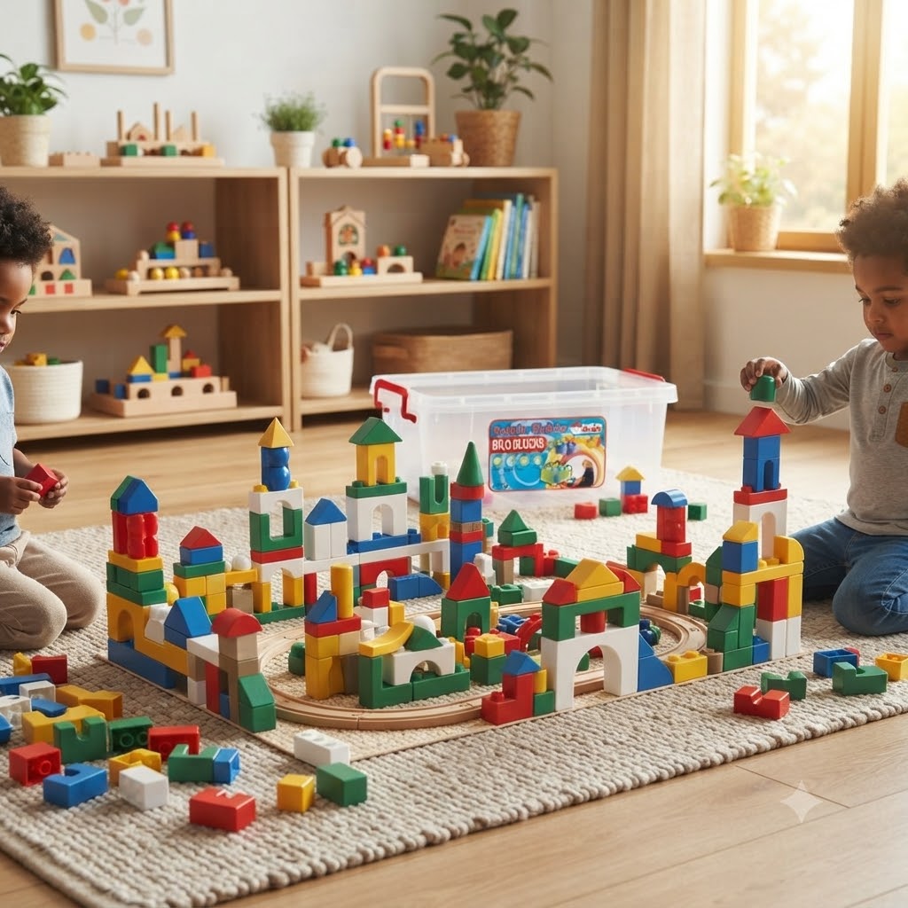 100 Parça Kutulu Ahşap Bloklar